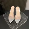 Sandalias de tacón de aguja con pedrería transparente, nueva colección 2026, tallas grandes, estilo europeo y americano, primavera/verano, color liso, sandalias de tacón alto de punta para mujer
