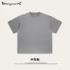 Camiseta Masculina Verão Street Cor Lisa Solta Algodão Manga Curta Adolescentes Solta Europeia e Americana 260g Cor Lisa Desgastada Masculino e Feminino
