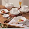 Juego de vajilla de cerámica blanca pura de alta temperatura con esmalte bajo Jingdezhen hecho a medida, que incluye cuencos y platos, para uso doméstico, perfecto para regalos de inauguración de casa