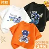 2026 Nuevo Estilo Camiseta de Algodón Puro Transpirable Holgada de Manga Corta para Niños Verano Estampado de Dibujos Animados Top de Moda Versátil