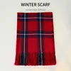 Cachecol Plaid Retro Japonês de Falso Caxemira para Mulheres, Novo Estilo Melange de Inverno Shawl Versátil Quente Cachecol de Pescoço Coreano