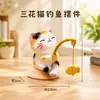 Novo ornamento de pesca de gato para decoração de mesa de escritório, garrafa de vidro hidropônico, presente criativo, pequeno ornamento de mesa