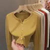 Cárdigan de Punto Fino de Manga Larga Negro para Primavera Otoño Top Exterior Corto Delgado Petite Suéter Abrigo para Mujer
