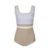 Multicolor] Francês Retro Swimsuit Feminino 2023 Nova Peça Uma Peça Contrastante Cor Combinando Sexy Backless Conservador Férias Hot Spring