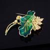 Esmalte vintage pintado à mão broche de lótus incrustado de zircônio elegante elegante das mulheres terno elegante cardigan corsage estilo chinês alfinete corsage
