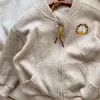 Ropa exterior de otoño estilo coreano para niños, chaqueta con cremallera de dibujos animados para niños y niñas, ropa exterior casual de gofre para primavera y otoño