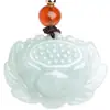 Colgante de Loto de Jade Natural Grado A para Hombres y Mujeres, Collar de Jade para Parejas, Colgante de Jade, Cadena para Suéter Verde Claro al por Mayor