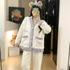 Pijama de forro polar coral para mujer, nuevo conjunto cálido de aguacate engrosado para otoño e invierno, se puede usar afuera en invierno, ropa de casa holgada y de talla grande