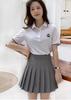 Camiseta de Manga Curta para Professor de Jardim de Infância Estilo Preppy Uniforme de Classe Conjunto Camisa Polo de Formatura Polo Feminina Roupas de Trabalho Anti-Exposição Gola Redonda