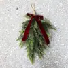 Nuevo árbol de Navidad invertido estilo americano pino de Norfolk corona navideña decoración de puerta principal con adorno colgante de lazo burdeos transfronterizo