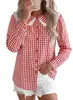 Sitio independiente de Amazon transfronterizo europeo y americano 2026 otoño e invierno nuevo comercio exterior ropa de mujer dulce cuello de muñeca camisa a cuadros