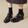 Cinto Marrom Estilo Retrô com Fivela em T Sapatos Mary Jane Primavera 2025 Novos Brock Esculpidos Couro de Vaca Salto Alto Camada Única para Mulheres