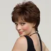 Comercio exterior transfronterizo de Amazon moda europea y americana peluca cabello rizado corto peluca de cabello corto castaño oscuro tocado