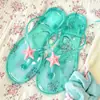 Chanclas Transparente Flip-Flop Populares con Estrella de Mar de Cristal Transfronterizas para Mujer, Pantuflas de Vacaciones, Sandalias de Playa, Chanclas de Tira, Zapatos de Gelatina