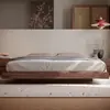 Cama Suspensa Toda em Madeira Maciça Sem Cabeceira para Apartamentos Pequenos, Quarto Estilo Wabi-Sabi, Cama de Casal Tatami em Carvalho, Cama Plataforma