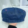 Boina jeans bordada estilo coreano amor feminina primavera e verão rosto pequeno doce pintor octogonal boné all-match bud boné moderno