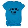 Amazon Ebay Estación Independiente Cómoda Casual Mujer Harvard Law Solo Cuello Redondo Camiseta de Manga Corta al Mayoreo
