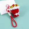 Chaveiro de Flor Rosa de Crochê Feito à Mão Pingente de Planta Chaveiro de Presente Decoração Pendurada Ornamento