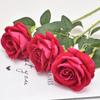 Rosa de franela individual, flor artificial, decoración para el hogar, hotel, boda, San Valentín, ramo de flores artificiales, pared de rosas