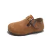 Zapatos Birkenstock para niñas estilo nuevo 2026, zapatos para niños, estilo coreano de otoño, suela gruesa, modernos, suela suave, zapatitos de cuero para niñas