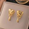 Brincos Estilo Étnico Borla Novo Estilo Chinês Aço Inoxidável Amor Lava Brincos Senso Avançado Folha Dourada Joias Femininas da Moda