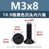 Tornillos de Cabeza Avellanada de Acero al Carbono de Alta Resistencia Grado 10.9, con Zócalo Hexagonal, Acabado de Óxido Negro, Tornillos de Máquina de Cabeza Cónica M2M3M4M12