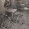 Celebridad de Internet Mesa y Sillas de Acero Inoxidable Combinación Cafetería Postres Tienda de Té con Leche Estilo Industrial Restaurante Tienda de Barbacoa Mesa y Sillas de Comedor Comerciales
