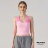Camiseta sem mangas atlética e casual de estilo novo europeu e americano, com design color-block, bojo e acolchoamento integrados, adequada para corrida ao ar livre e yoga.