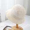 Sombrero Estilo Coreano Calado Delgado Transpirable Sombrero de Cúpula Cuenca Sombrero de Pescador Tejido a Crochet Sombrero de Sol para Protección Solar de Primavera y Verano para Mujer