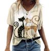 Temu Aliexpress Camiseta feminina com decote em V, moda de rua europeia e americana, top solto com impressão 3D, fabricante de suprimentos