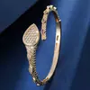 Pulsera Abierta de Serpiente Incrustada con Circonita Vintage, Brazalete Texturizado en Forma de Serpiente de Moda de Lujo Ligero, Accesorio Elegante de Alta Gama para Fiesta