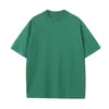 Camiseta de algodón peinado de doble hilo, 230 g, algodón grueso, cuello redondo, manga corta, en blanco, con soporte para impresión de logotipo.