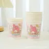 Sanrio Kuromi Melody Cinnamon Dog Tema Fiesta Decoración Vajilla Cumpleaños Desechable Plato de Papel Taza