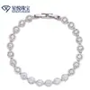 Pulseira de Moissanita para Meninas Prata Versátil Luxo Leve Corrente Tennis Cinco Pétalas Temperamento Simples Joia de Mão Venda por Atacado