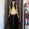 Camiseta Color-Blocking Estilo Coreano Falsa Duas Peças Manga Longa para Mulheres, Temporada de Primavera e Outono, Veludo Alemão Slim Fit Botão na Frente Ombro Normal Base Camisa, Top Emagrecedor