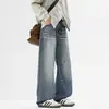 Maple House Roupas Masculinas / Nova Coleção de Outono: Calça jeans masculina tendência estilo americano, levemente solta, perna reta, com grafite e respingos de tinta