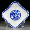 Plato de porcelana azul y blanco plato casero para saltear plato para verduras de color bajo vidriado plato para frutas 7 pulgadas 8 pulgadas plato para arroz plato cuadrado