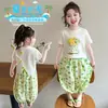 Conjunto de Verão para Meninas 2026 Novo Estilo Super Fofo Infantil Manga Curta Roupas de Verão para Bebês Calça Anti-Mosquito Conjunto Fino de Duas Peças