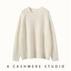 Suéter de Cashmere Espessado com Gola Redonda Raglã para Mulheres Outono/Inverno 2025 Moda Versátil Tricô Base