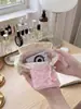 68281 Neceser floral estilo coreano con tapa abatible en forma de corazón y botón de presión, bolsa de almacenamiento de tela portátil para cosméticos