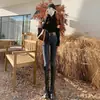 Jeans de Cintura Súper Alta para Mujer Primavera y Otoño Ajustados Botas Pequeños Invierno Nuevos Lápiz Ajustados Slim-fit Elásticos