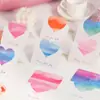 Tarjeta de Saludo Plegable de San Valentín con Acuarela en Forma de Corazón, Tarjeta de Mensaje de Cumpleaños con Bloques de Color, Tarjeta de Bendición Universal para Regalo de Vacaciones