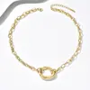 Collar de Acero de Titanio con Colgante de Anillo Irregular, Cadena Versátil para la Clavícula, Estilo de Moda Europeo y Americano Transfronterizo, para el Trabajo y el Viaje