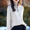 Yangyang FamilySuéter de Punto para Mujer con Cuello Alto y Cremallera, Elegante de Corte Holgado, Capa Base, Engrosado