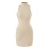 Vestido bodycon sin mangas de cuello alto, puramente seductor y sexy para mujer, adelgazante y favorecedor, en azul, realza el cutis, elegante vestido tipo tank para verano