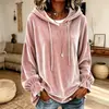 Desenvolvido internamente 2026 Roupas femininas europeias e americanas Site independente da Amazon outono e inverno moletom com capuz cordão ajustável veludo vestuário feminino