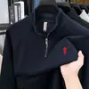 Sudadera con media cremallera para hombre, Otoño e Invierno, Nueva, Cuello alto, Manga larga, Camiseta interior, Casual, Versátil, Suéter con bordado