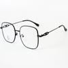 Lentes lisos retro cuadrados irregulares de metal con luz anti-azul, montura grande para reparación facial, para hombres y mujeres, montura para gafas de miopía