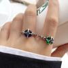Anillo de Plata 925 Abierto con Cruz de Circonita sin Color ZHIYUN, Joyería Personalizada de Lujo Ligero, Sentido de Alta Gama, para Mujer