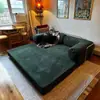 Sofá cama retro plegable, juego de sofá simple comprimido, sofá perezoso de tela integrado de doble uso para sala de estar